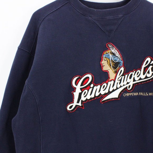 Vintage Leinenkugel's Chippewa Falls Crewneck Sweatshirt Mens Navy Blue XL USA - Picture 3 of 11